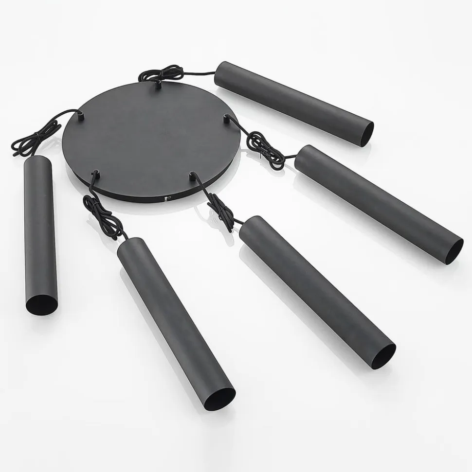 Lindby hængelampe Sanad, Ø 40 cm, 5 lyskilder, sort, GU10