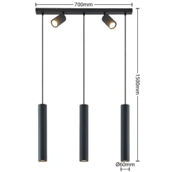 Lindby hængelampe Sanad, 70 cm, 5 lyskilder, sort, GU10