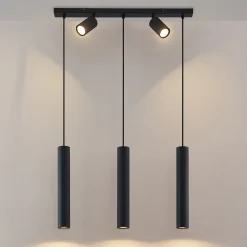 Lindby hængelampe Sanad, 70 cm, 5 lyskilder, sort, GU10