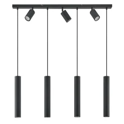 Lindby hængelampe Sanad, 100 cm, 7 lyskilder, sort, GU10