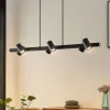 Lindby hængelampe Savoli, 116 cm, sort, 6 lyskilder, stål