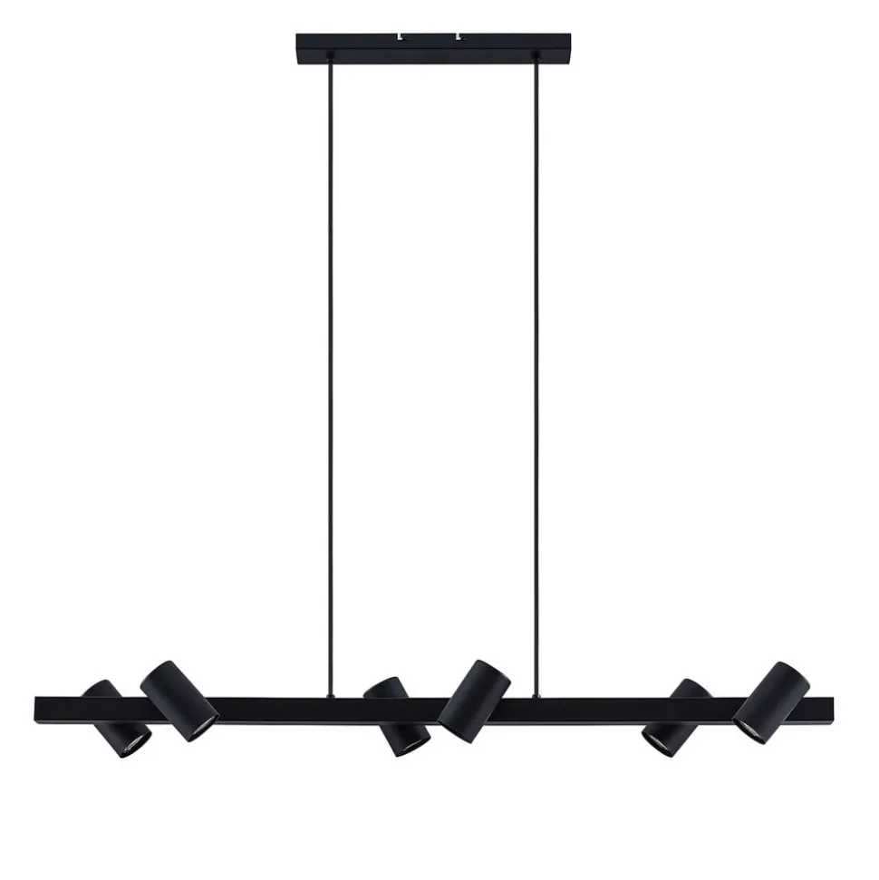 Lindby hængelampe Savoli, 116 cm, sort, 6 lyskilder, stål