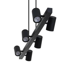 Lindby hængelampe Savoli, 116 cm, sort, 6 lyskilder, stål