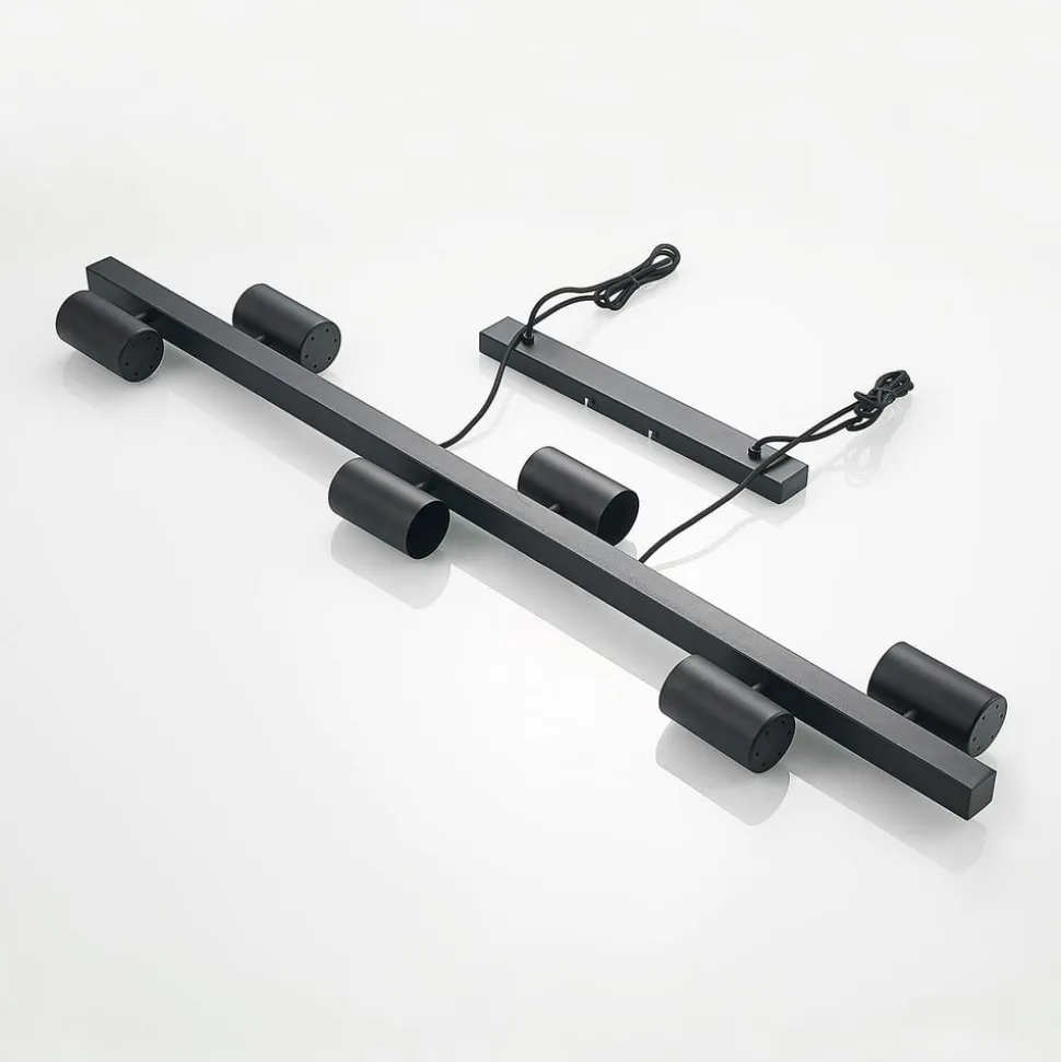 Lindby hængelampe Savoli, 116 cm, sort, 6 lyskilder, stål