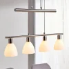 Lindby hængelampe Simeon, nikkelfarvet, glas, 73 cm, E14