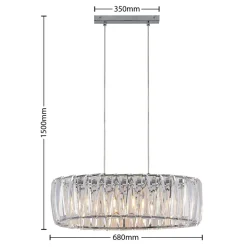 Lindby hængelampe Sofia, 68 cm, 3 lyskilder, E14, krom/klar