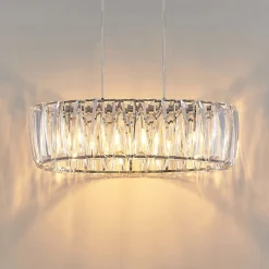 Lindby hængelampe Sofia, 68 cm, 3 lyskilder, E14, krom/klar