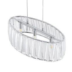 Lindby hængelampe Sofia, 68 cm, 3 lyskilder, E14, krom/klar
