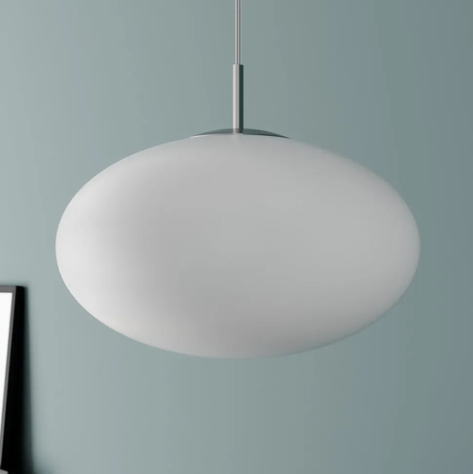 Lindby hængelampe Sonika, Ø 40 cm, nikkelfarvet, glas, E27