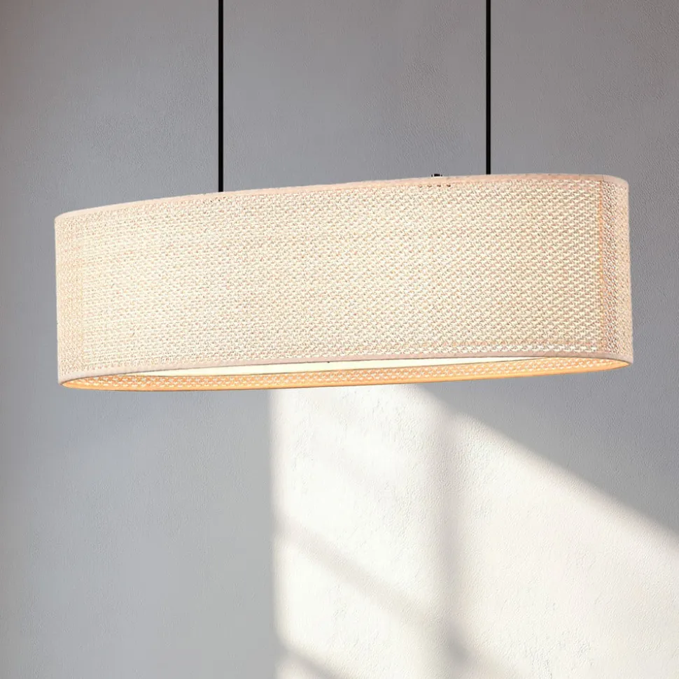 Lindby hængelampe Soula, 78 cm, beige, plast, E27