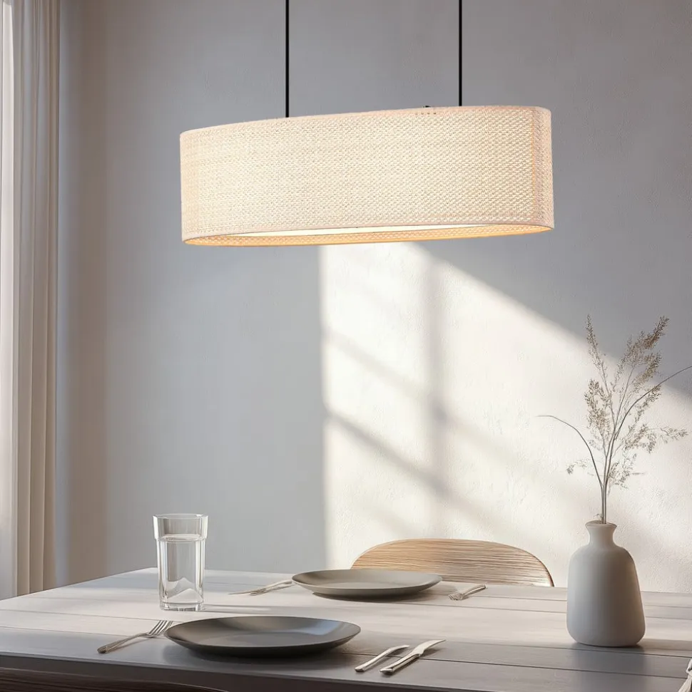 Lindby hængelampe Soula, 78 cm, beige, plast, E27