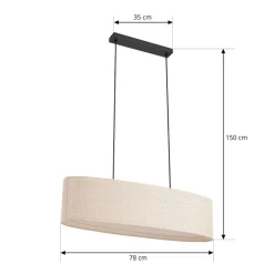 Lindby hængelampe Soula, 78 cm, beige, plast, E27