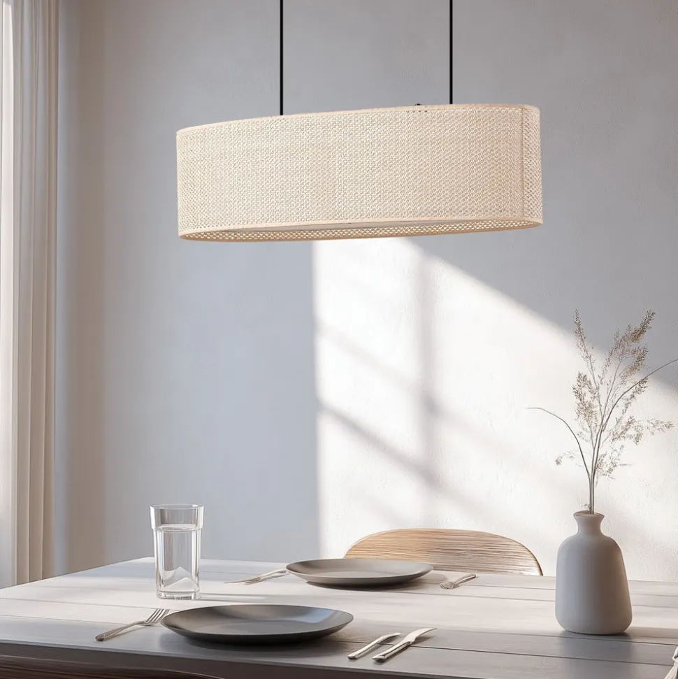Lindby hængelampe Soula, 78 cm, beige, plast, E27