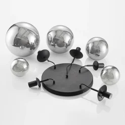 Lindby hængelampe Teeja, smoke, 5 lyskilder, Ø50cm, glas, E27