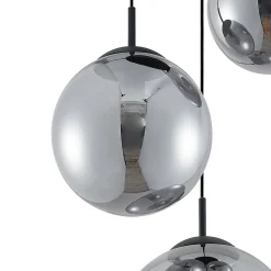 Lindby hængelampe Teeja, smoke, 3 lyskilder, Ø52cm, glas, E27