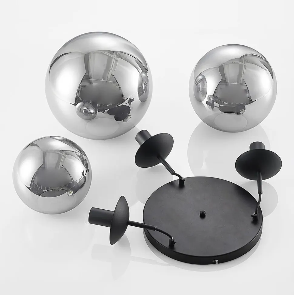 Lindby hængelampe Teeja, smoke, 3 lyskilder, Ø52cm, glas, E27