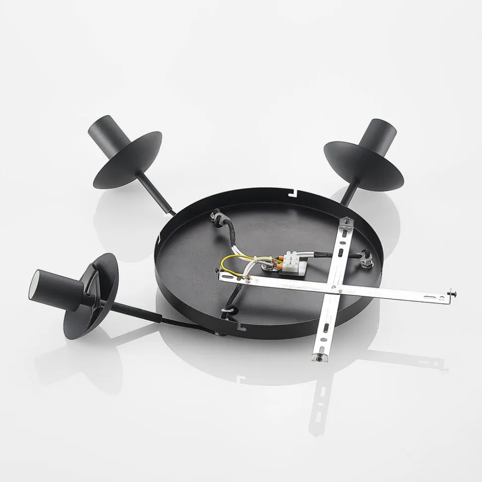 Lindby hængelampe Teeja, smoke, 3 lyskilder, Ø52cm, glas, E27