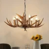 Lindby hængelampe Tejask, Ø 70 cm, 6 lyskilder, gevir, E14