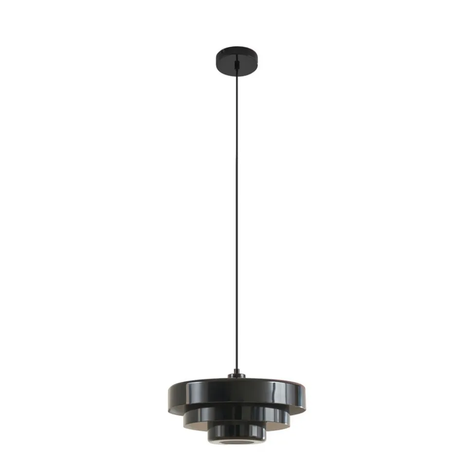 Lindby hængelampe Tivra, sort, Ø 35 cm, metal, E27