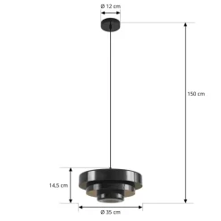 Lindby hængelampe Tivra, sort, Ø 35 cm, metal, E27