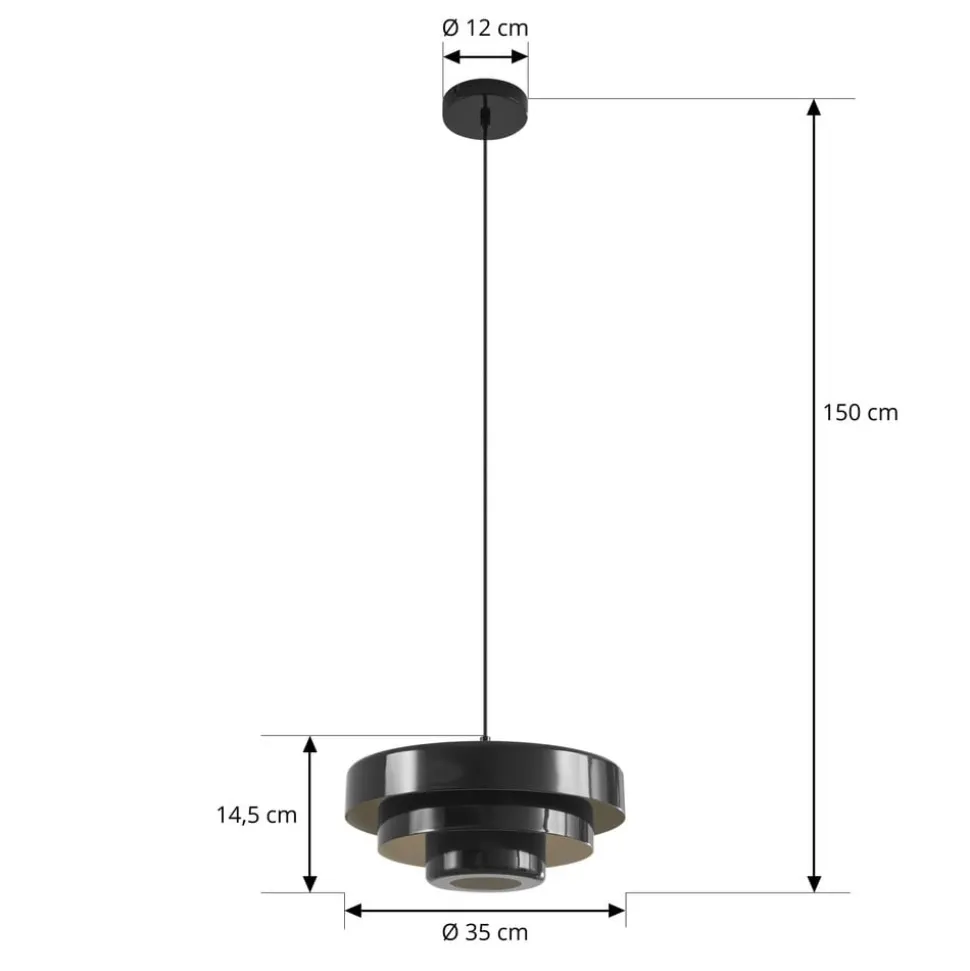 Lindby hængelampe Tivra, sort, Ø 35 cm, metal, E27