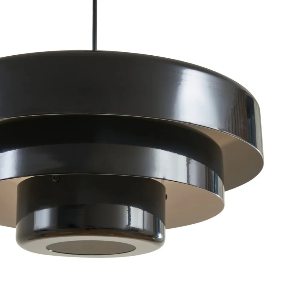 Lindby hængelampe Tivra, sort, Ø 35 cm, metal, E27