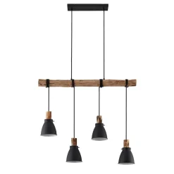 Lindby hængelampe Trebale, E14, Ø 15 cm, 4 lyskilder, træ