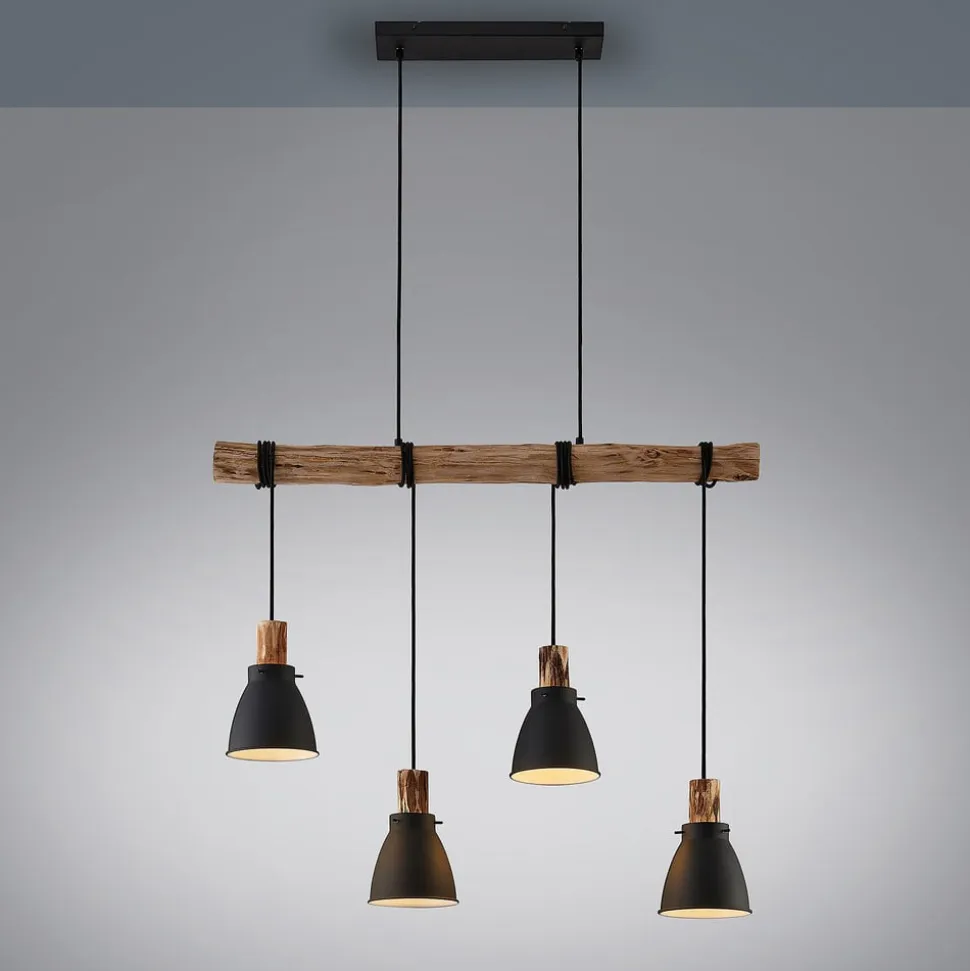 Lindby hængelampe Trebale, E14, Ø 15 cm, 4 lyskilder, træ