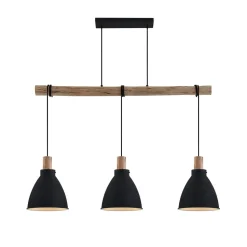 Lindby hængelampe Trebale, E27, Ø 28 cm, 3 lyskilder, træ
