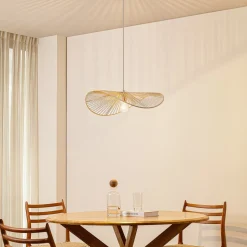 Lindby hængelampe Valdorin, beige, papir, længde 75 cm