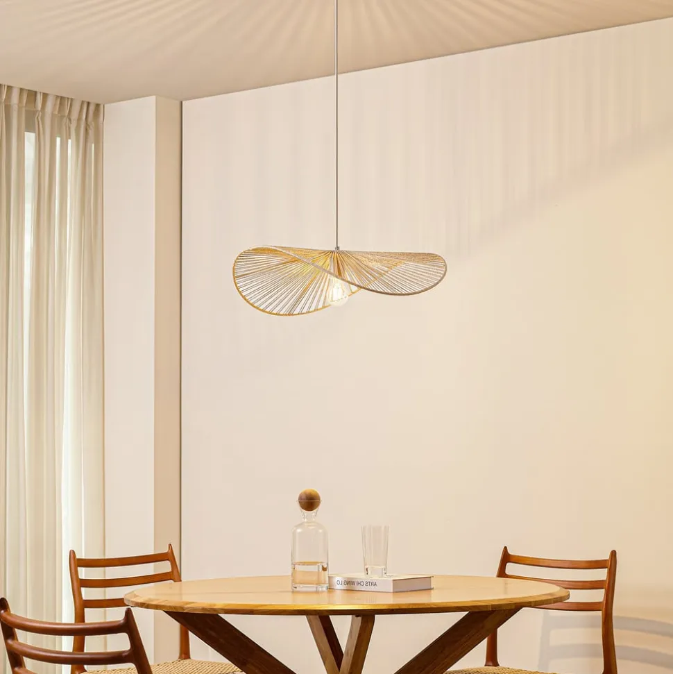 Lindby hængelampe Valdorin, beige, papir, længde 75 cm