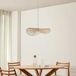 Lindby hængelampe Valdorin, beige, papir, længde 75 cm