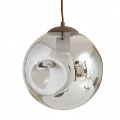 Lindby hængelampe Valentina, E27, Ø 49 cm, røgfarvet grå, glas