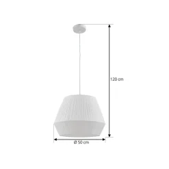 Lindby hængelampe Vitore, Ø 40 cm, tekstil, hvid