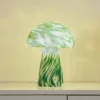 Lindby Hubi bordlampe, grøn, glas, Ø 22 cm, svampeform