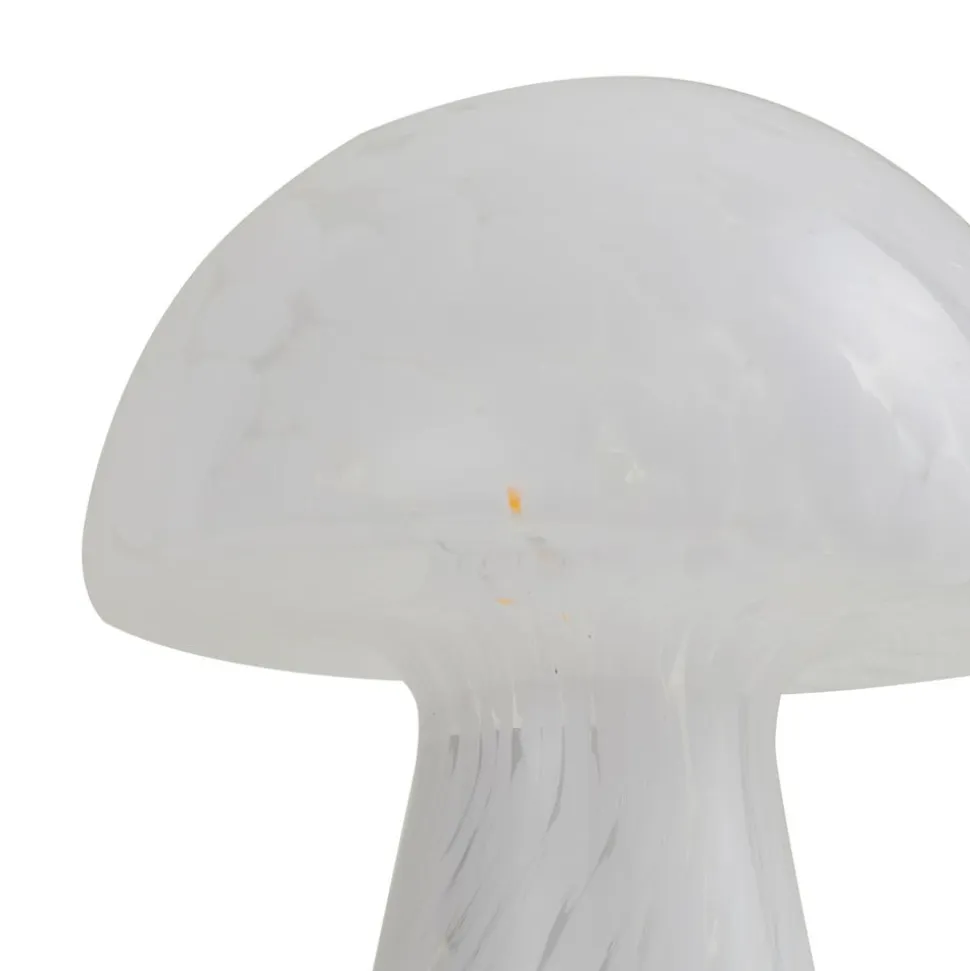 Lindby Hubi bordlampe, hvid, glas, Ø 22 cm, svampeform