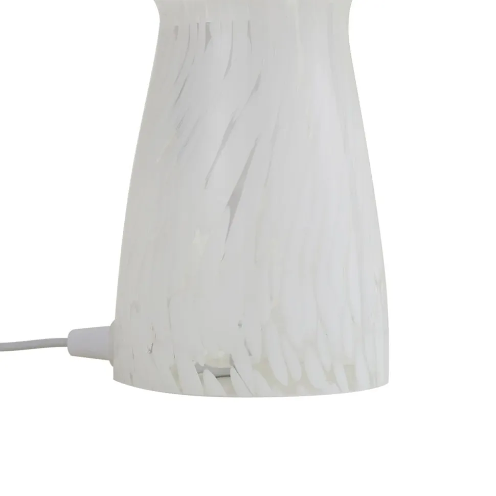 Lindby Hubi bordlampe, hvid, glas, Ø 22 cm, svampeform