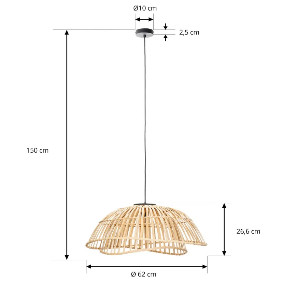 Lindby Ilajus hængelampe, Ø 62 cm, bambus, E27