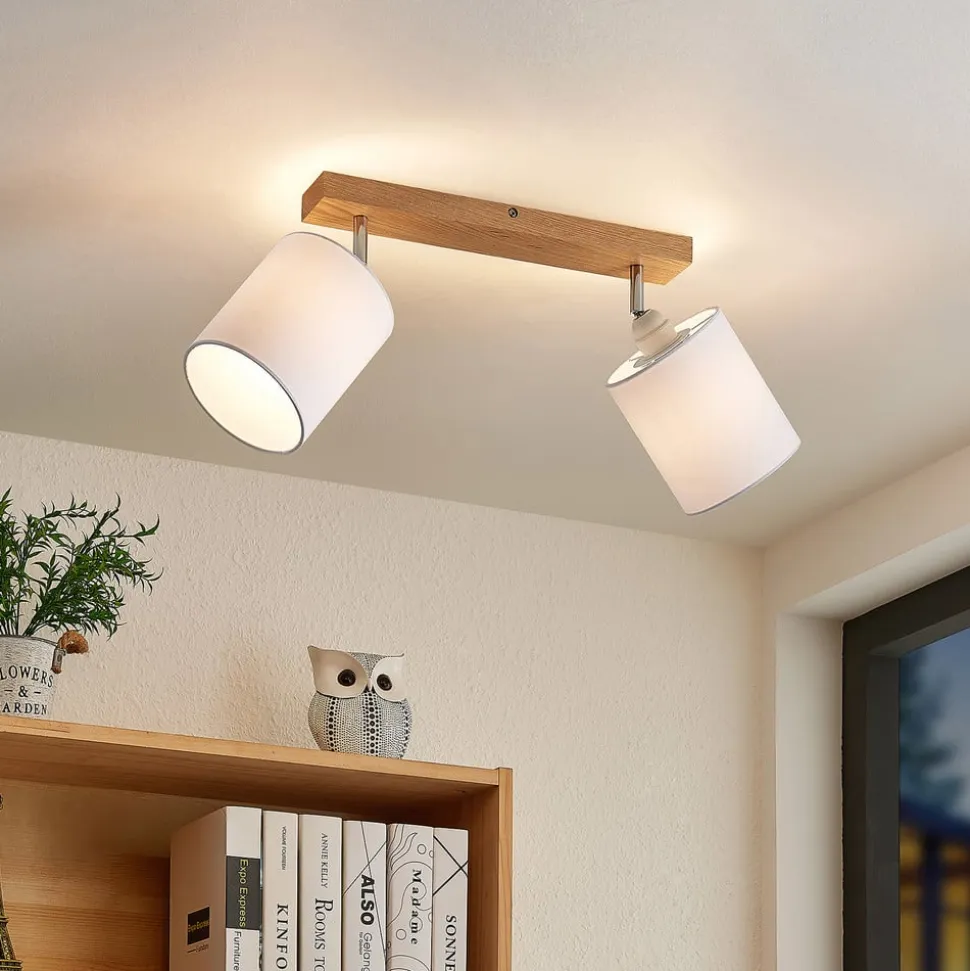 Lindby Imarin loftspot, 2 lyskilder, eg/hvid