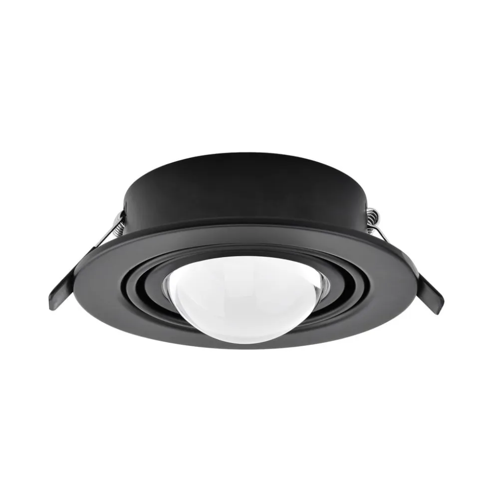 Lindby indbygningsspot Jyla, sort, 4.200 K, Ø 13 cm, linse