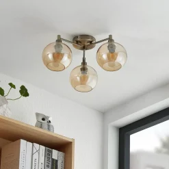 Lindby Jemissa loftlampe, 3 lyskilder, ravgul