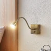 Lindby Jolka LED-læselampe, afbryder, antik messing