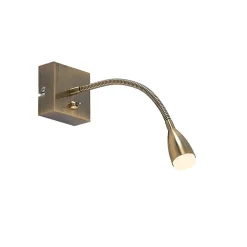 Lindby Jolka LED-læselampe, afbryder, antik messing