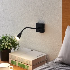 Lindby Jolka LED-læselampe, afbryder, mat sort