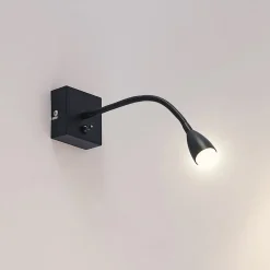 Lindby Jolka LED-læselampe, afbryder, mat sort
