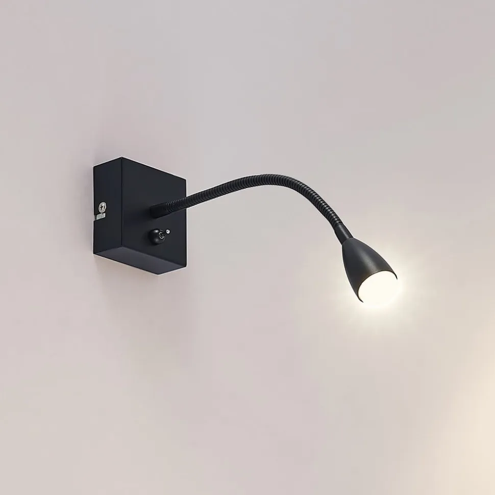 Lindby Jolka LED-læselampe, afbryder, mat sort