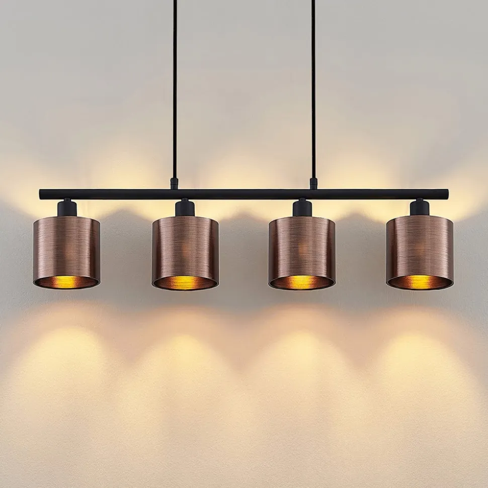 Lindby Joudy pendellampe, 4 lyskilder, mørk bronze