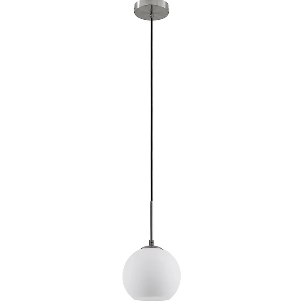 Lindby Jurian pendellampe 1 lyskilde, nikkel/opal