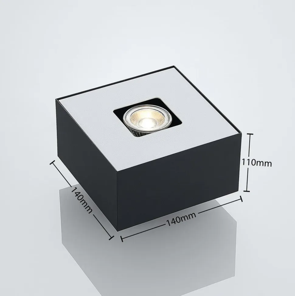 Lindby Kasi loftlampe, sort, 1 lyskilde, 14 x 14cm
