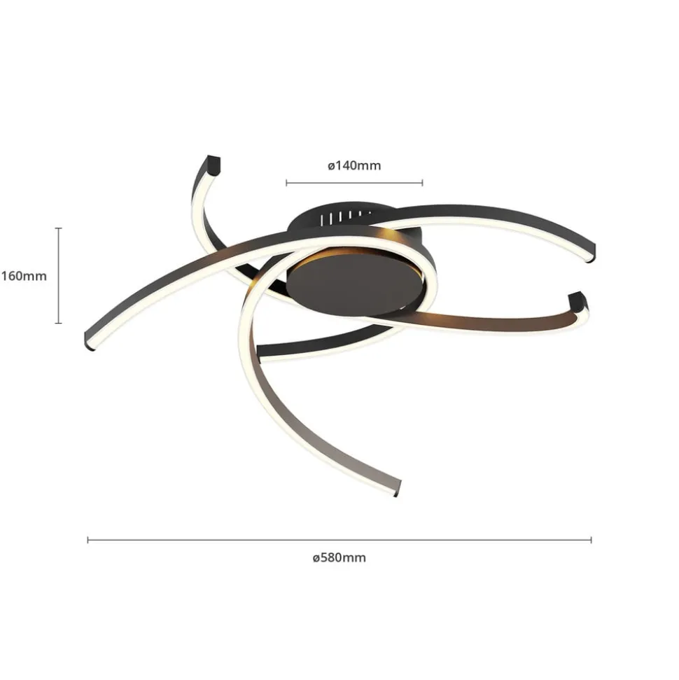Lindby Katris LED-loftlampe, 58 cm, sort